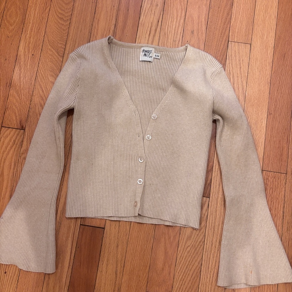 Princess Polly Tan Cardigan Sweater Soft Knit Relaxed Fit